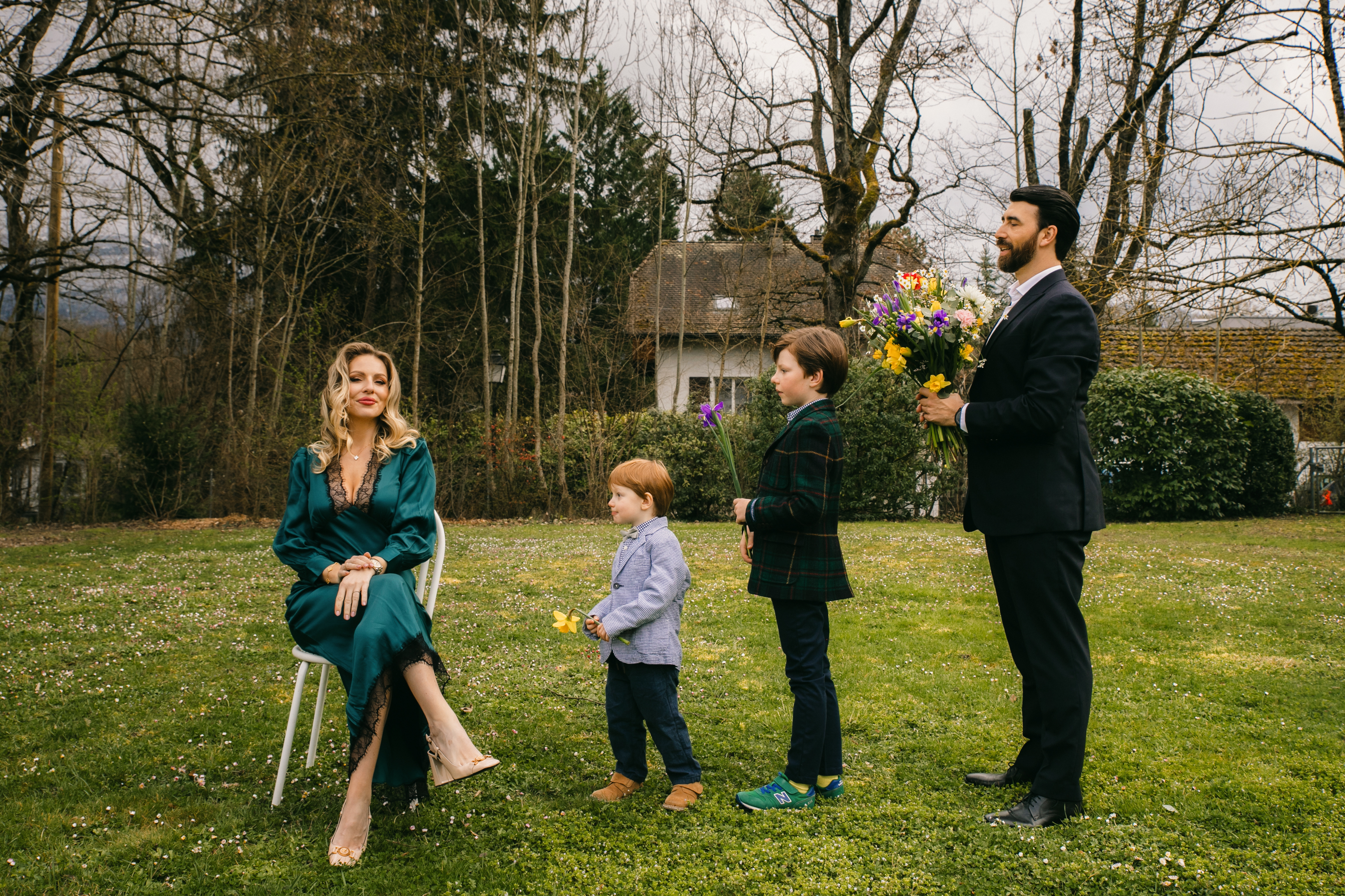 Natural family portrait capturing genuine connection between siblings